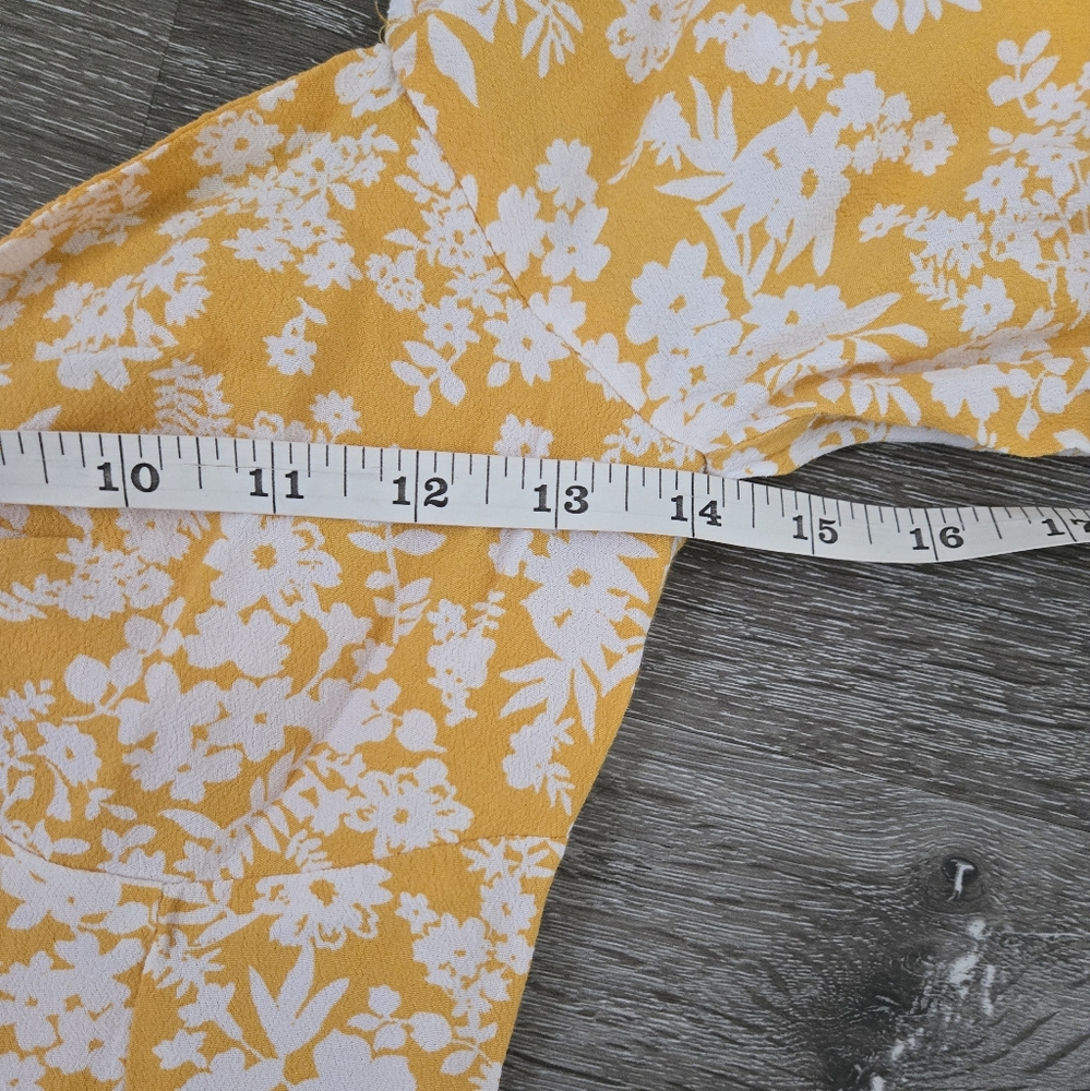 Sabo Floral Yellow Milkmaid Puff Sleeves Mini Dress size XS - Picture 12 of 12